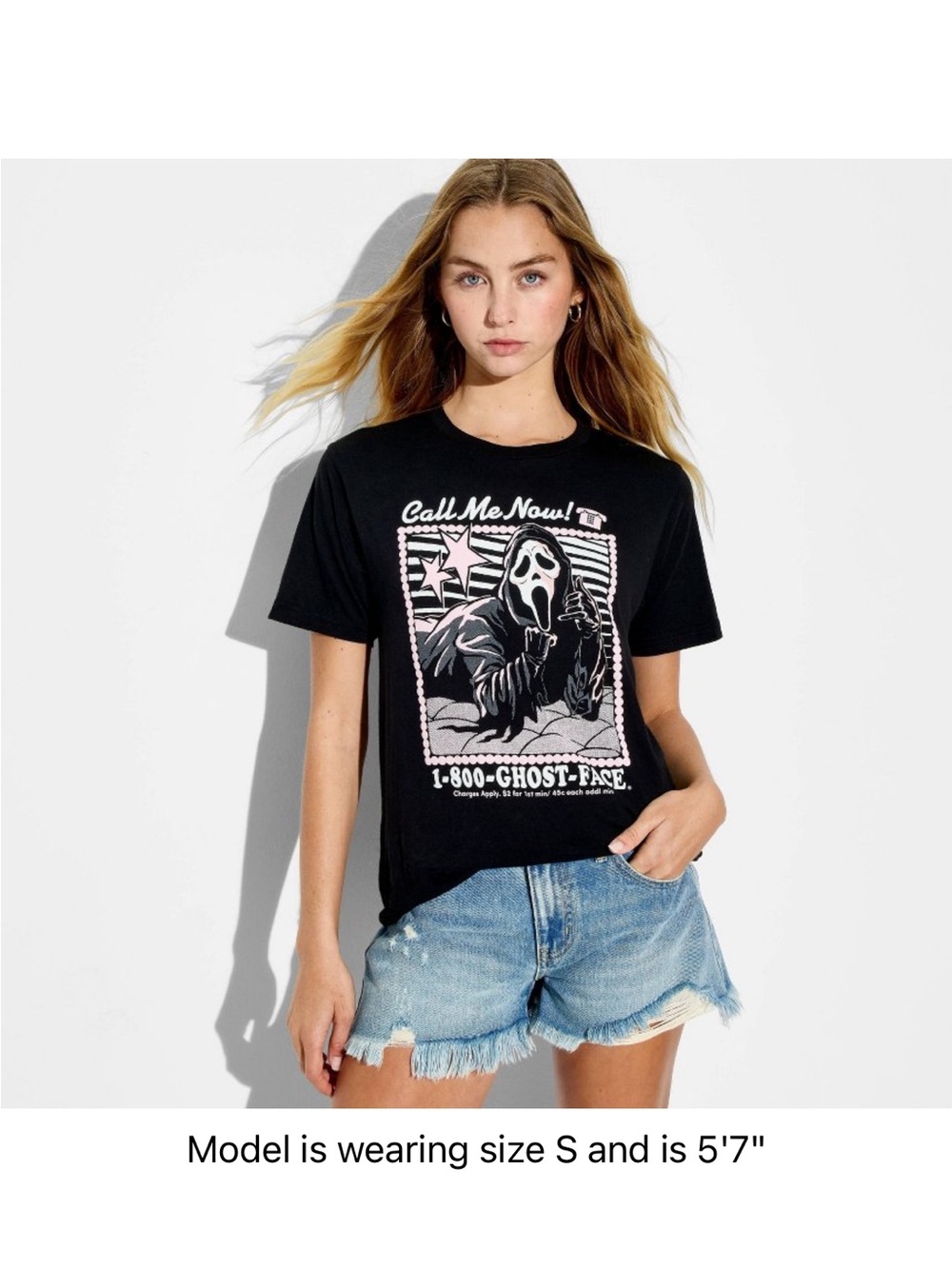 Black Graphic 'Call Me Now' Short Sleeve Tee